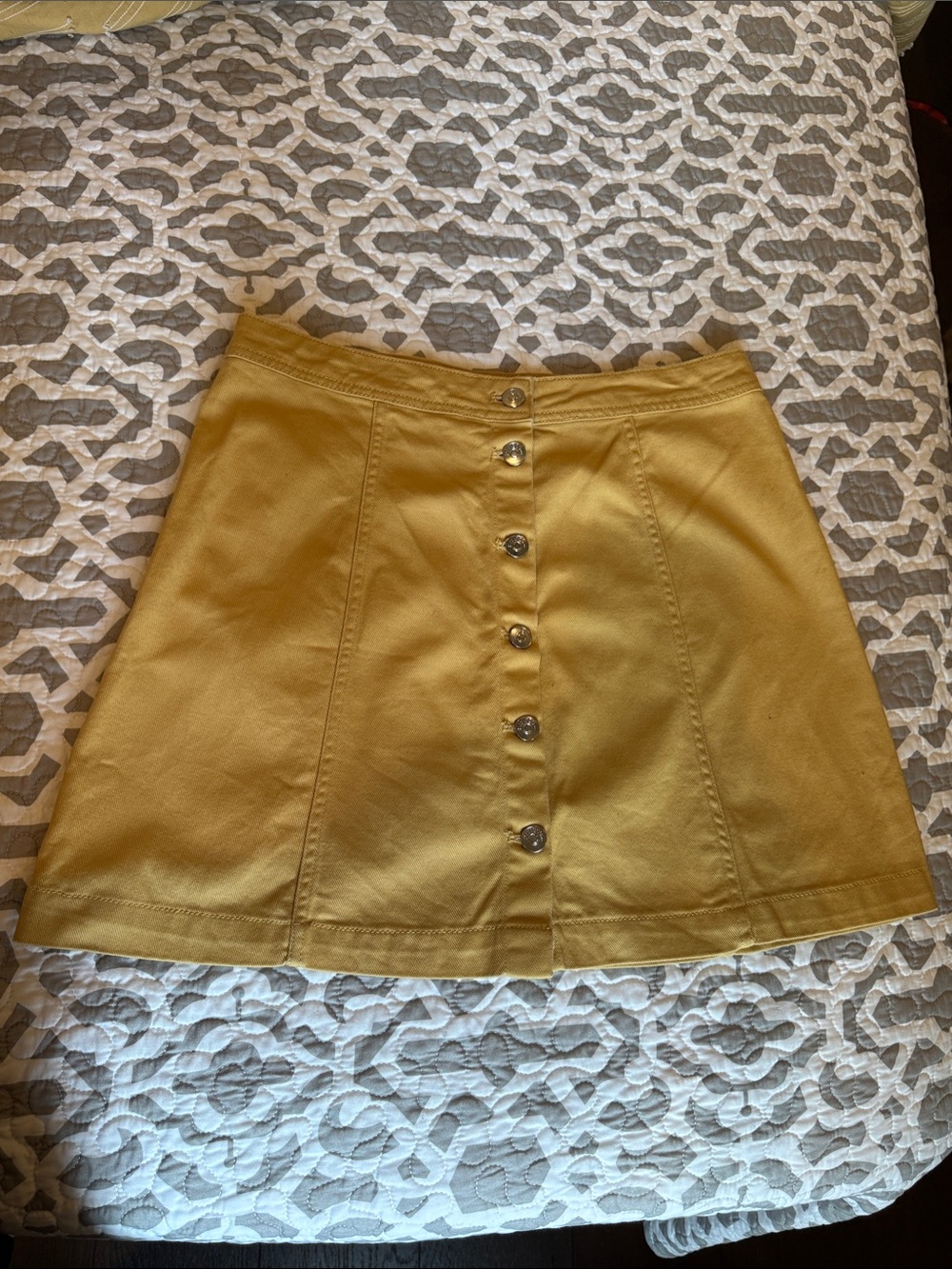 H&M Mustard Button-Front A-Line Skirt